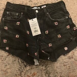 Re/done x Levi’s floral embroidered shorts 27 redone denim jeans